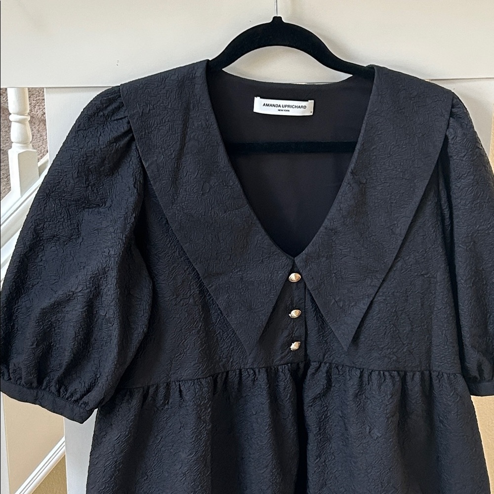 AMANDA UPRICHARD/ REVOLVE Evangeline dress in eclipse black puff sleeve - Picture 3 of 7